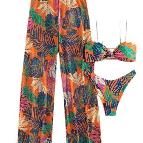 Women's Buckle Tube Top Split Swimsuit Suit