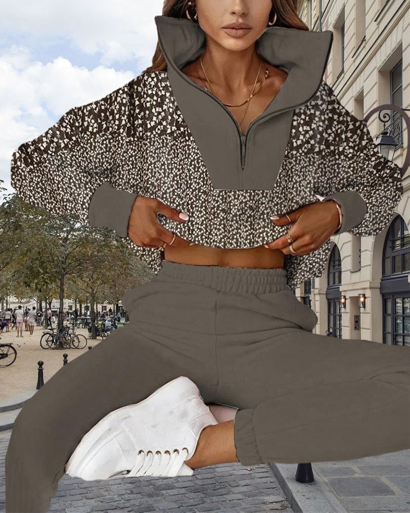 Zipper Small Polka Dot Stitching Suit