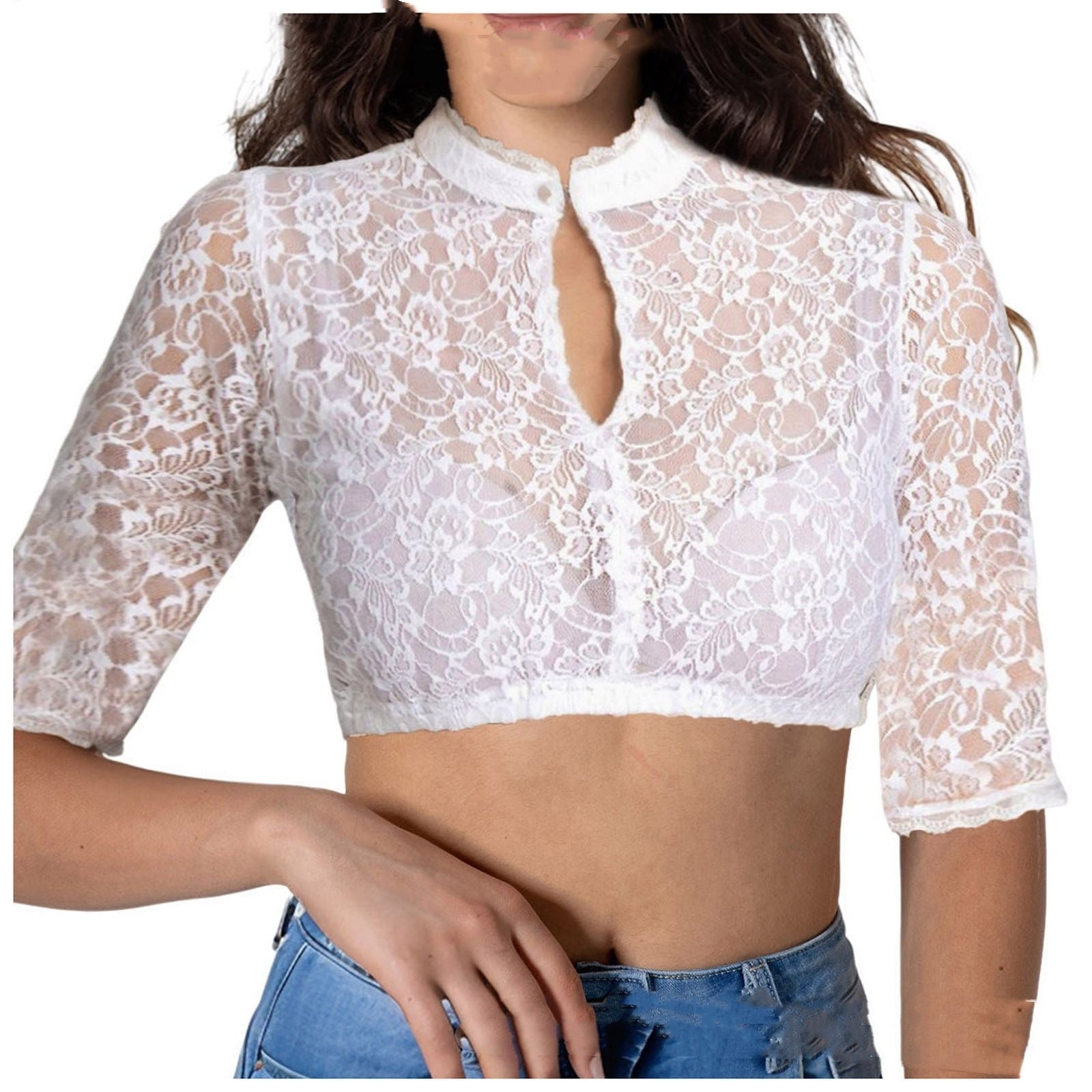 Base Lace Stitching Elegant Graceful Small Shirt Top
