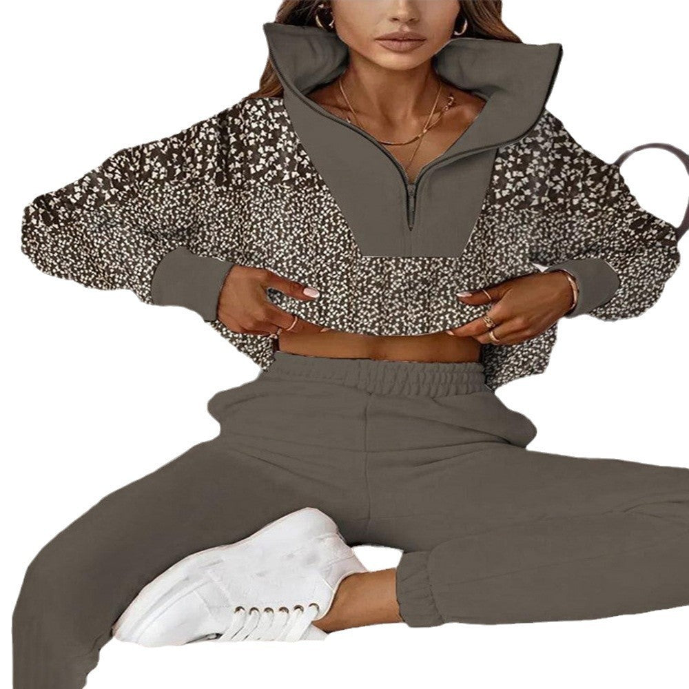 Zipper Small Polka Dot Stitching Suit