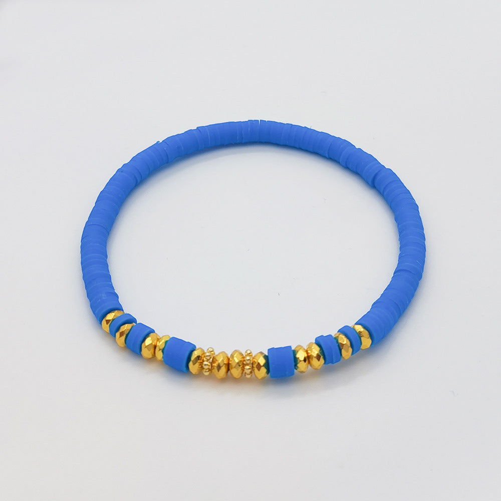 Holiday Beach Style Bracelet Female Color Polymer Clay Beaded Elastic String Bracelet