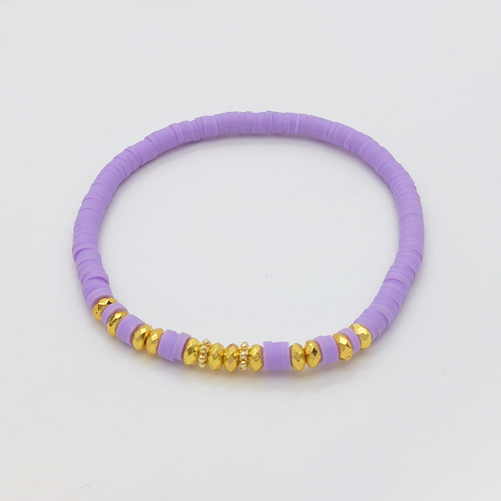 Holiday Beach Style Bracelet Female Color Polymer Clay Beaded Elastic String Bracelet