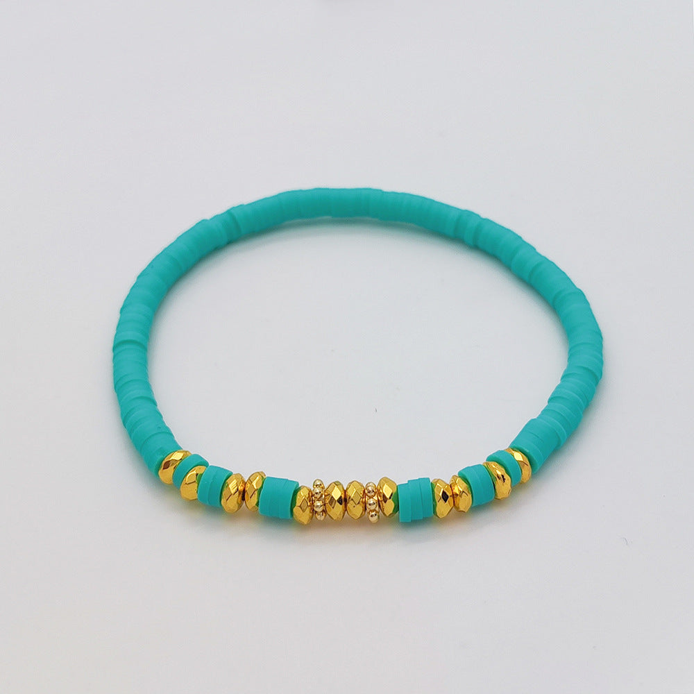 Holiday Beach Style Bracelet Female Color Polymer Clay Beaded Elastic String Bracelet