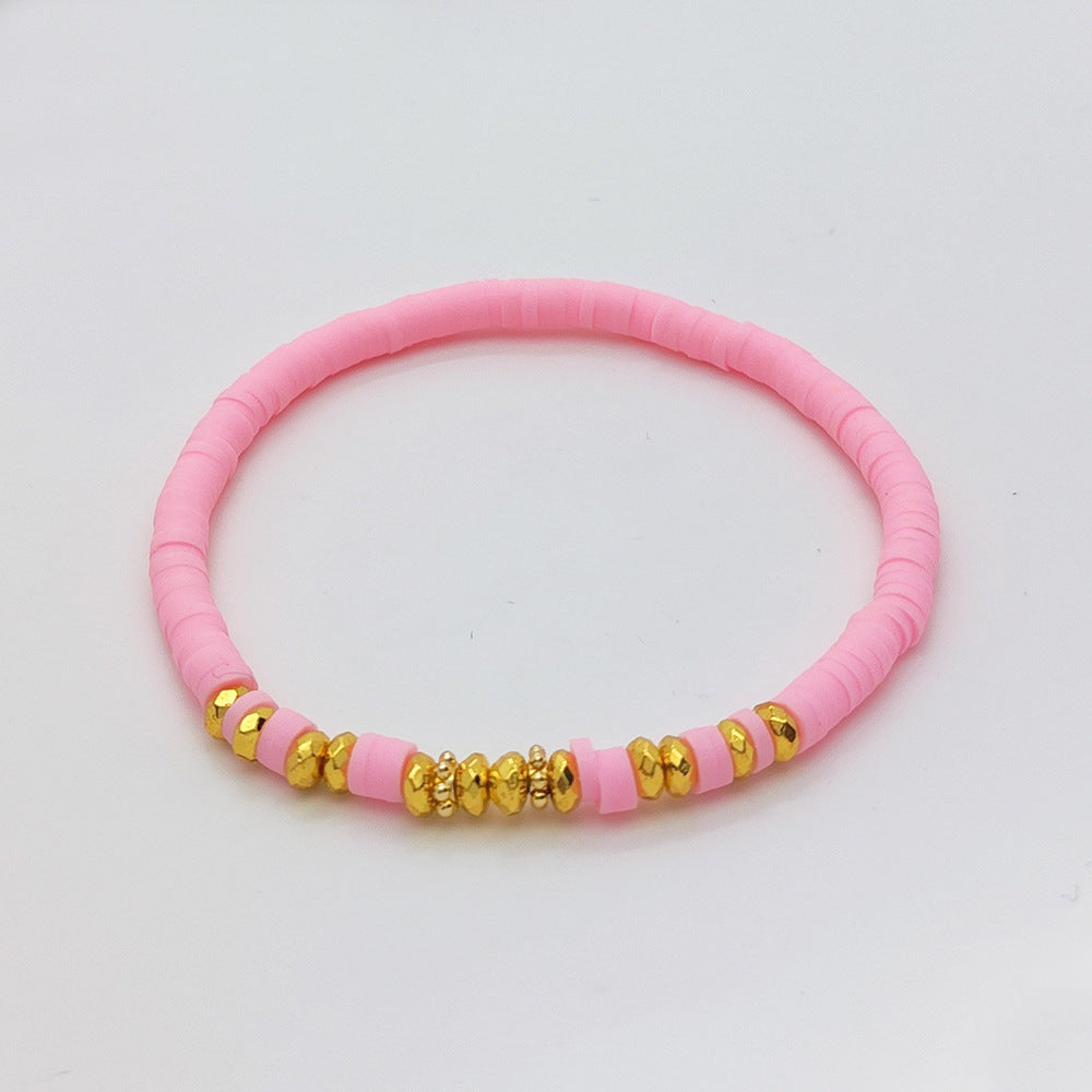 Holiday Beach Style Bracelet Female Color Polymer Clay Beaded Elastic String Bracelet