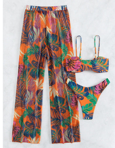 Women's Buckle Tube Top Split Swimsuit Suit