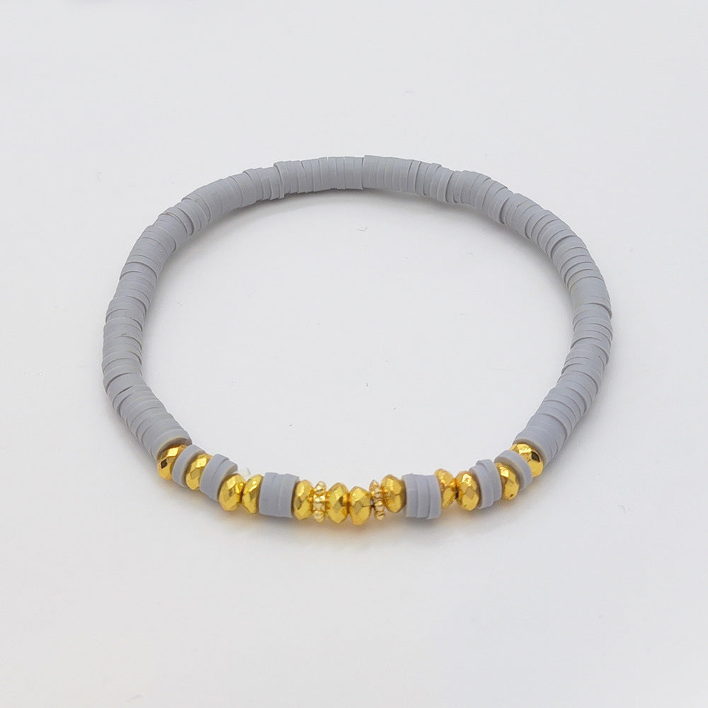 Holiday Beach Style Bracelet Female Color Polymer Clay Beaded Elastic String Bracelet
