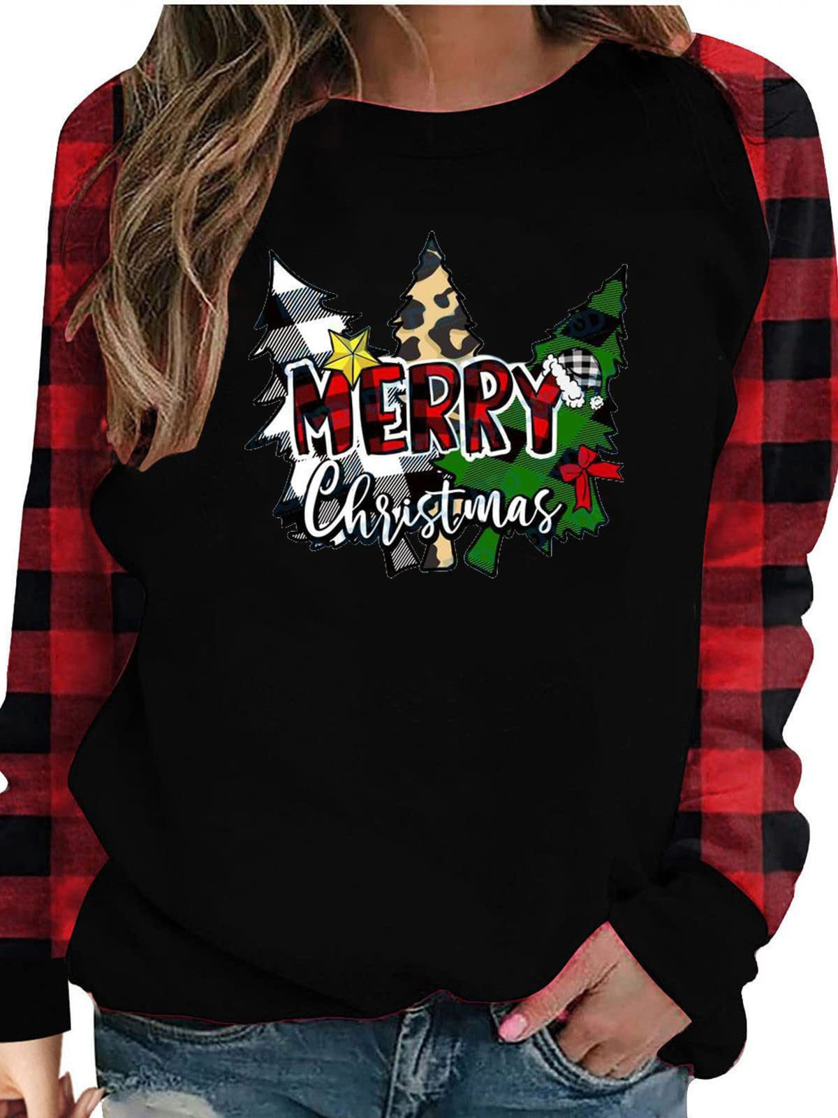 Christmas 3D Printed Fashion Loose Top Pullover Sweater