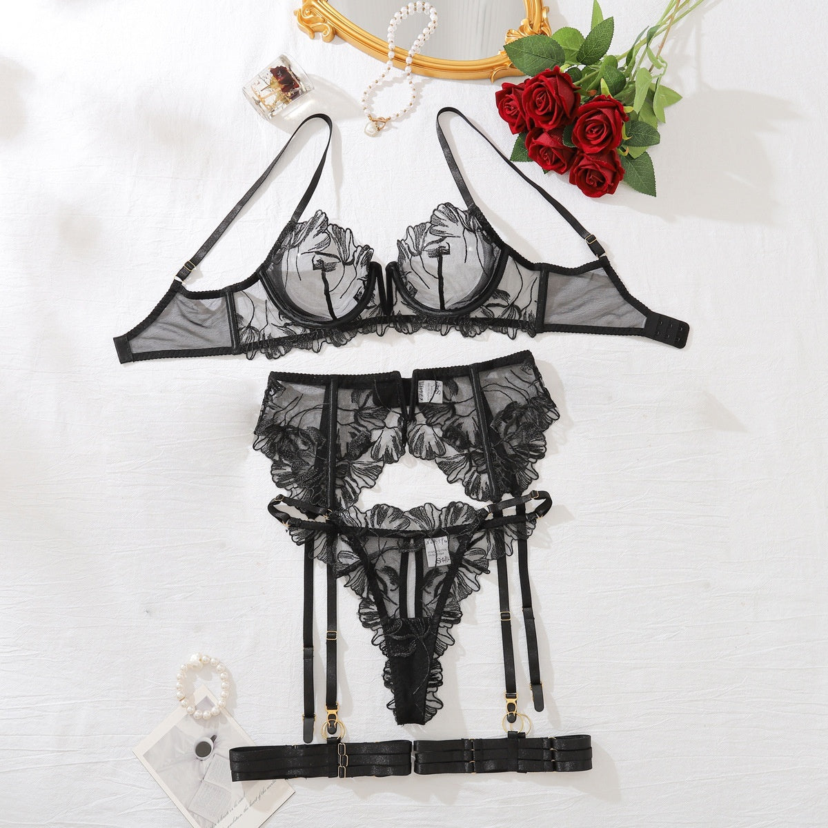 Bra Set Women's Underwear And Underwear Garter Five-piece Set