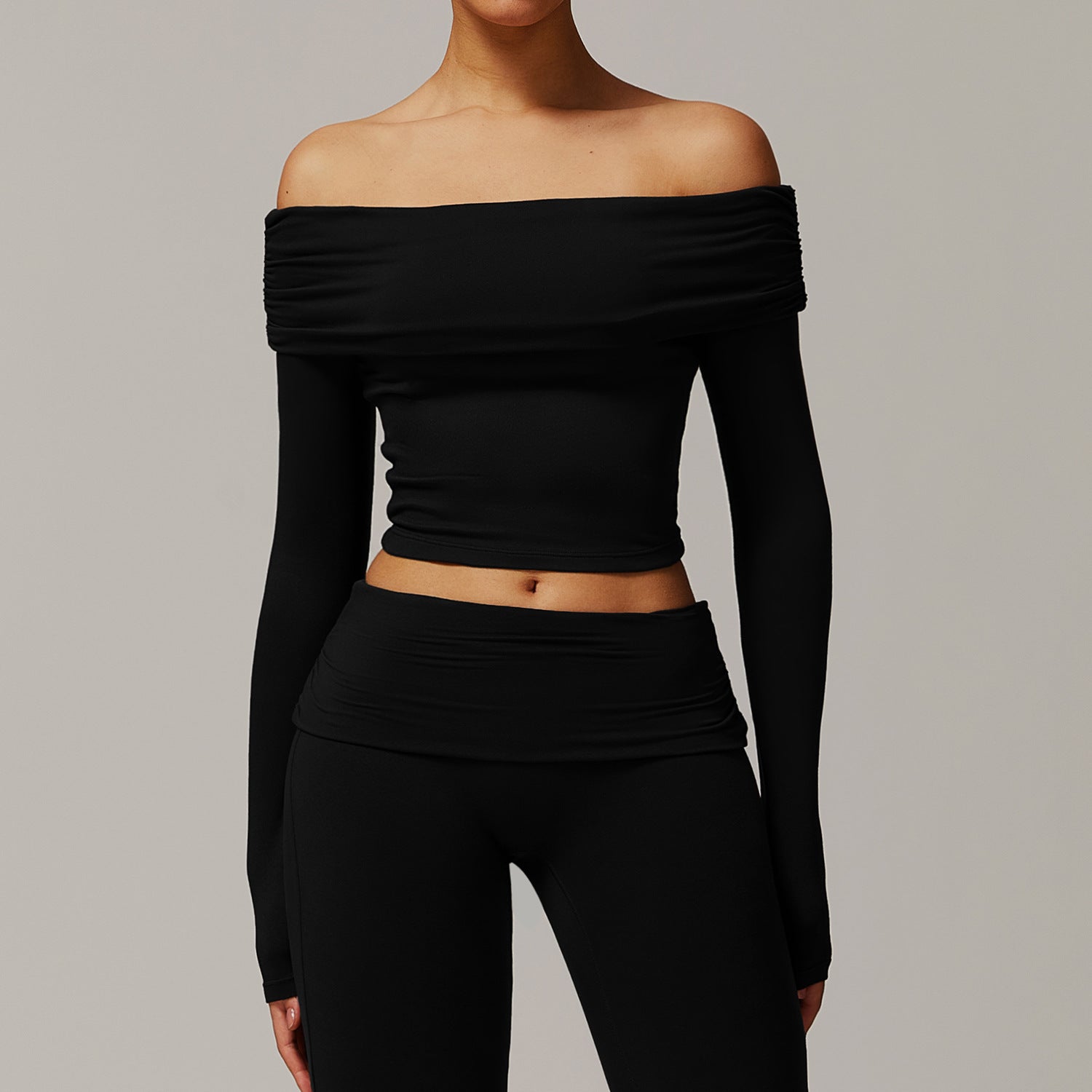 Casual Long Sleeve Yoga Wear Women's Off-shoulder Outdoor All-matching