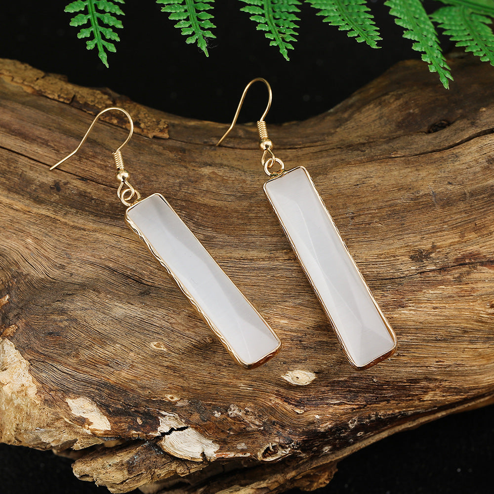 Design Natural Stone Opal Geometric Popular Earrings