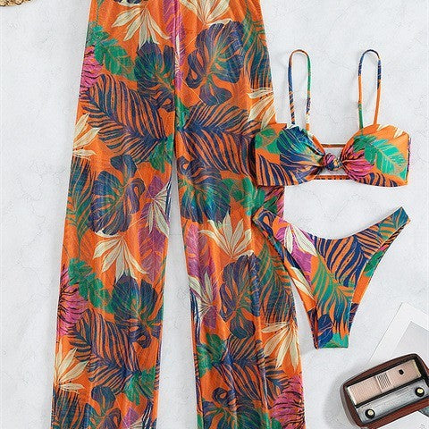 Women's Buckle Tube Top Split Swimsuit Suit