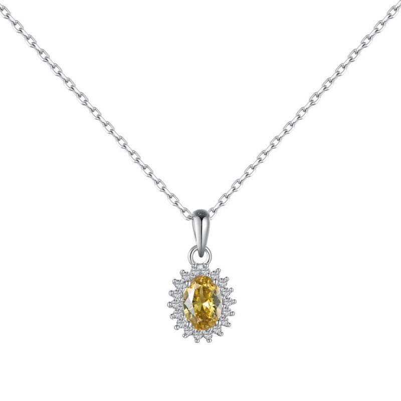 S925 Sterling Silver 5A Zircon Colored Gems Full Diamond Oval