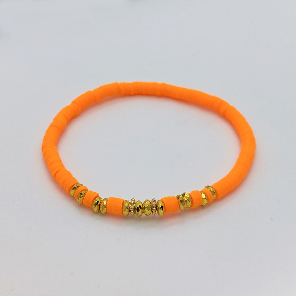 Holiday Beach Style Bracelet Female Color Polymer Clay Beaded Elastic String Bracelet