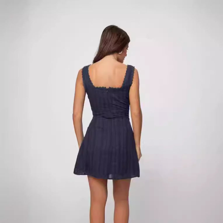 Women's Solid Color Fashion Mid-length Sling Dress