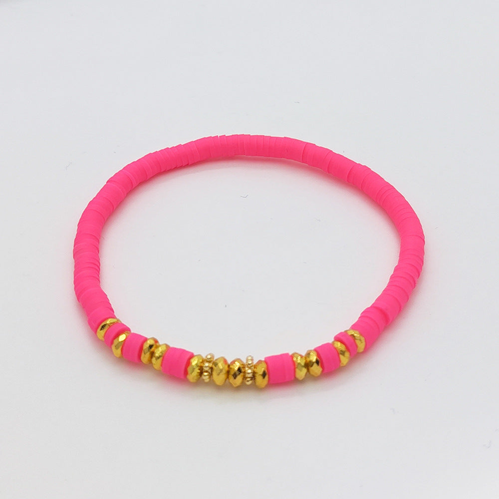 Holiday Beach Style Bracelet Female Color Polymer Clay Beaded Elastic String Bracelet
