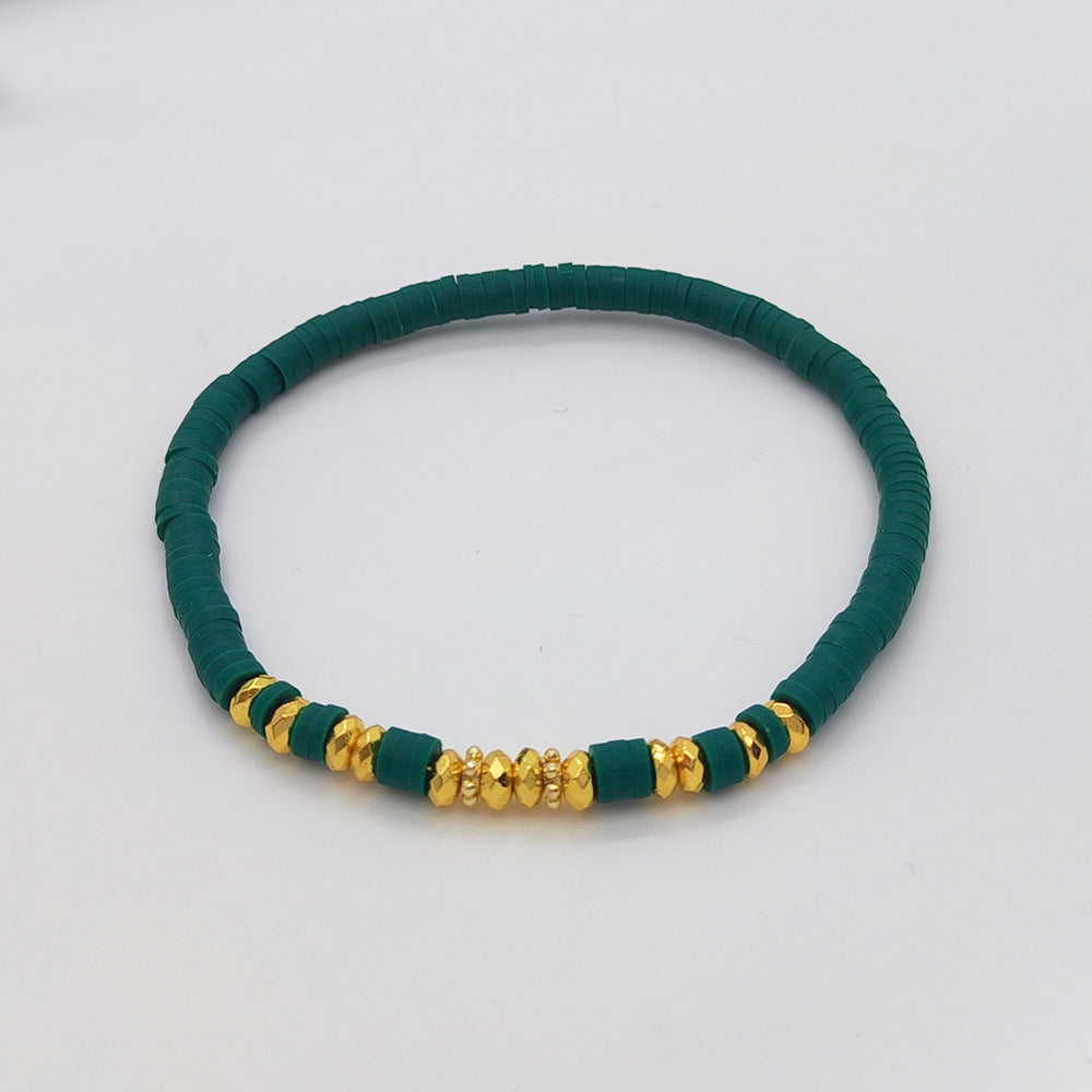 Holiday Beach Style Bracelet Female Color Polymer Clay Beaded Elastic String Bracelet