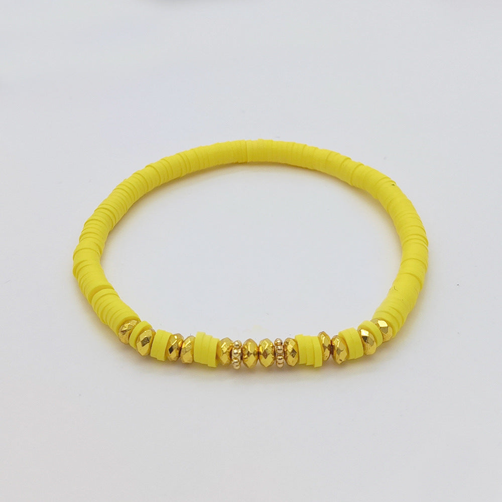 Holiday Beach Style Bracelet Female Color Polymer Clay Beaded Elastic String Bracelet