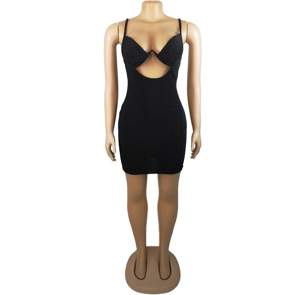 Women's Solid Color Casual Hollow-out Camisole Hip Skirt