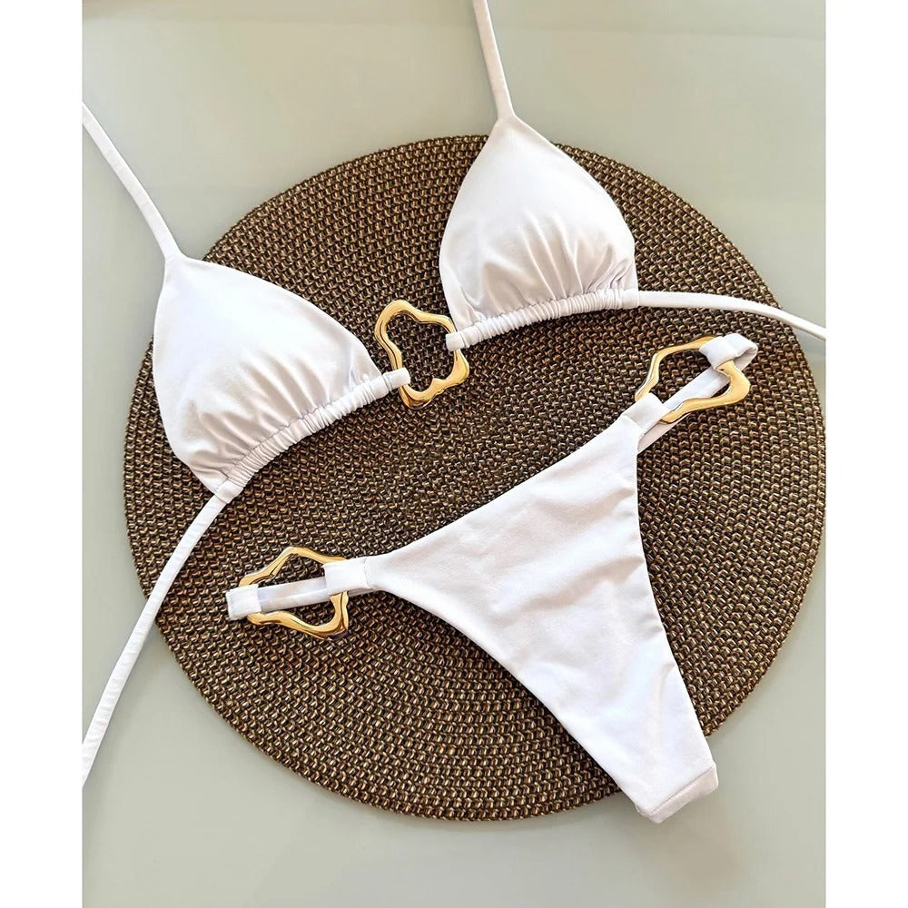 Ladies New Swimsuit Solid Color Hollow Suit