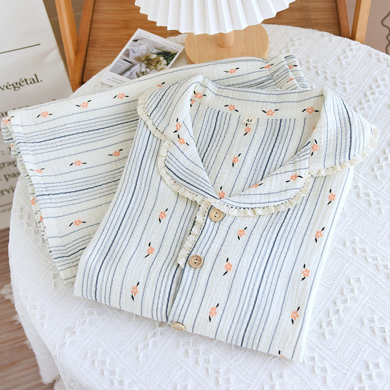 Sweet Floral Short-sleeved Shorts Cotton Pajamas