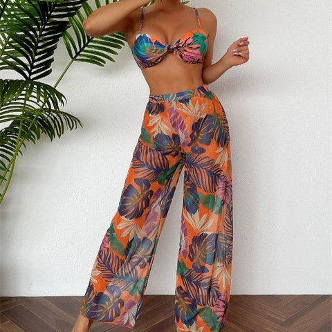 Women's Buckle Tube Top Split Swimsuit Suit