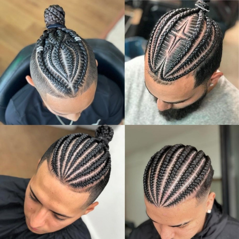 Men's Special Real Hair Hand-woven African Braid Wig Men Hair Piece