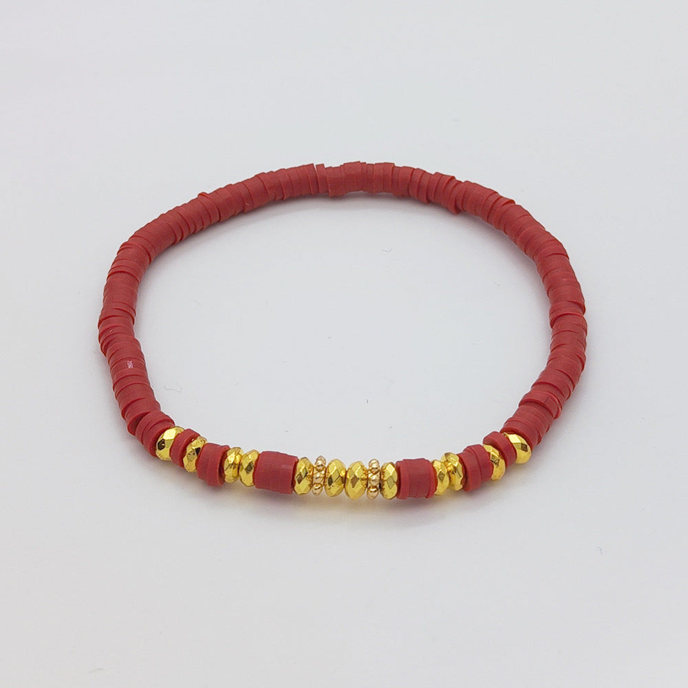 Holiday Beach Style Bracelet Female Color Polymer Clay Beaded Elastic String Bracelet