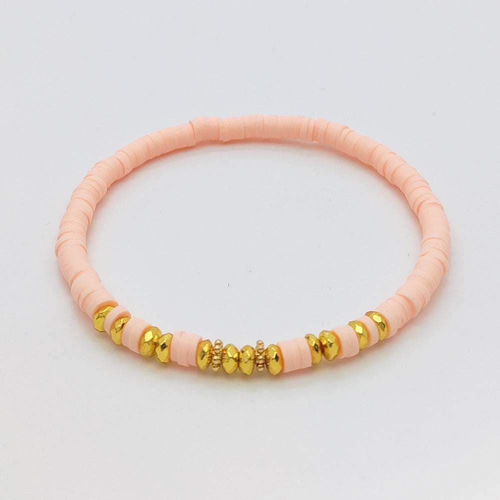 Holiday Beach Style Bracelet Female Color Polymer Clay Beaded Elastic String Bracelet