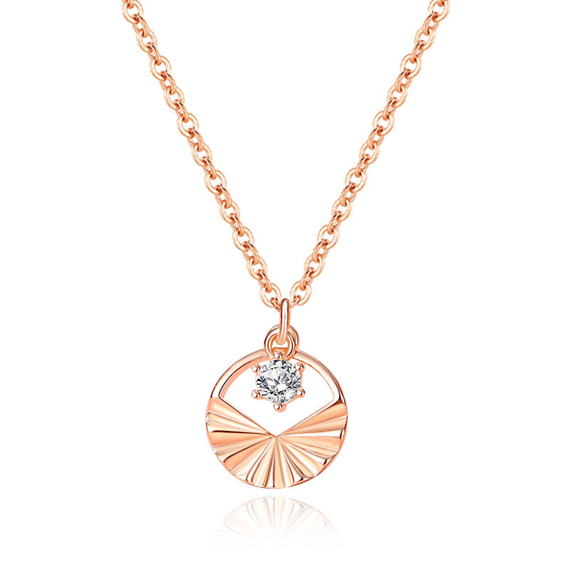 Silver Necklace Earrings Set High-grade Geometric Round Design Jewelry