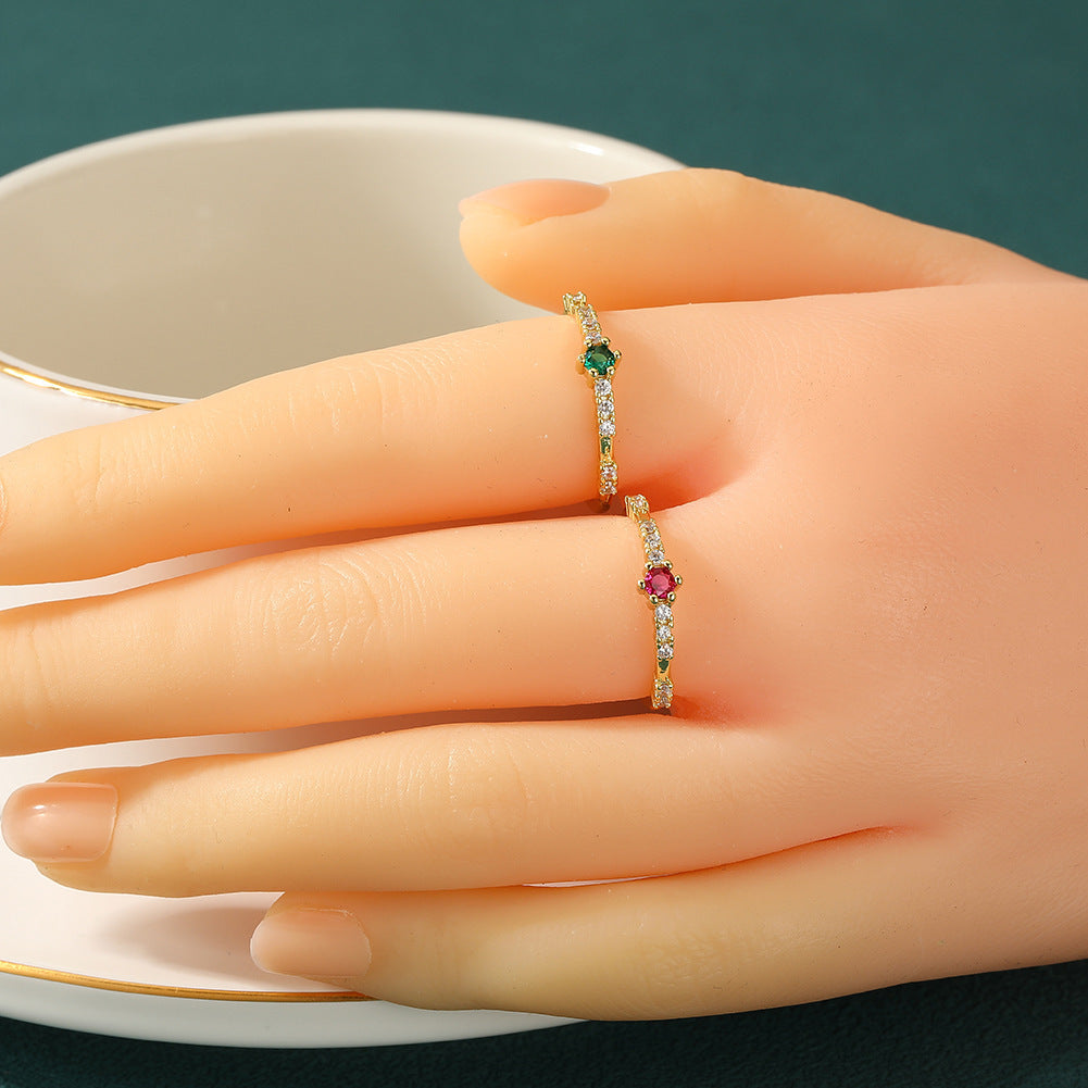 Women's Copper Micro-inlaid Light Luxury Petal Ring