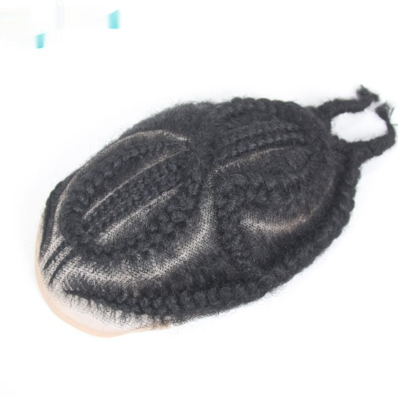 Men's Special Real Hair Hand-woven African Braid Wig Men Hair Piece
