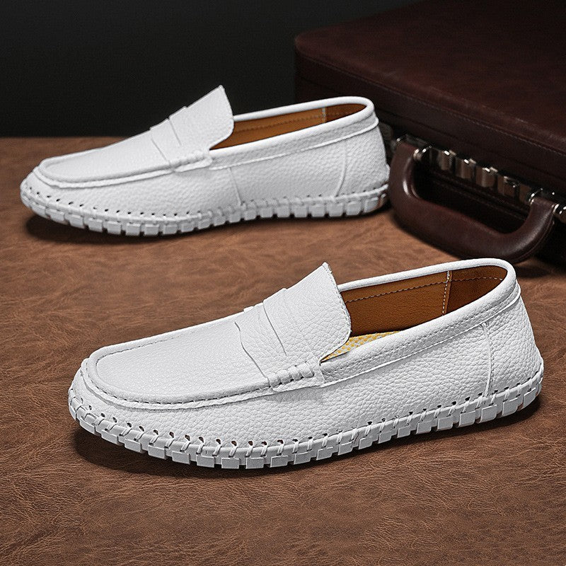 Hand-stitched Bottom Lazy Slip On Men's Casual Leather Shoes