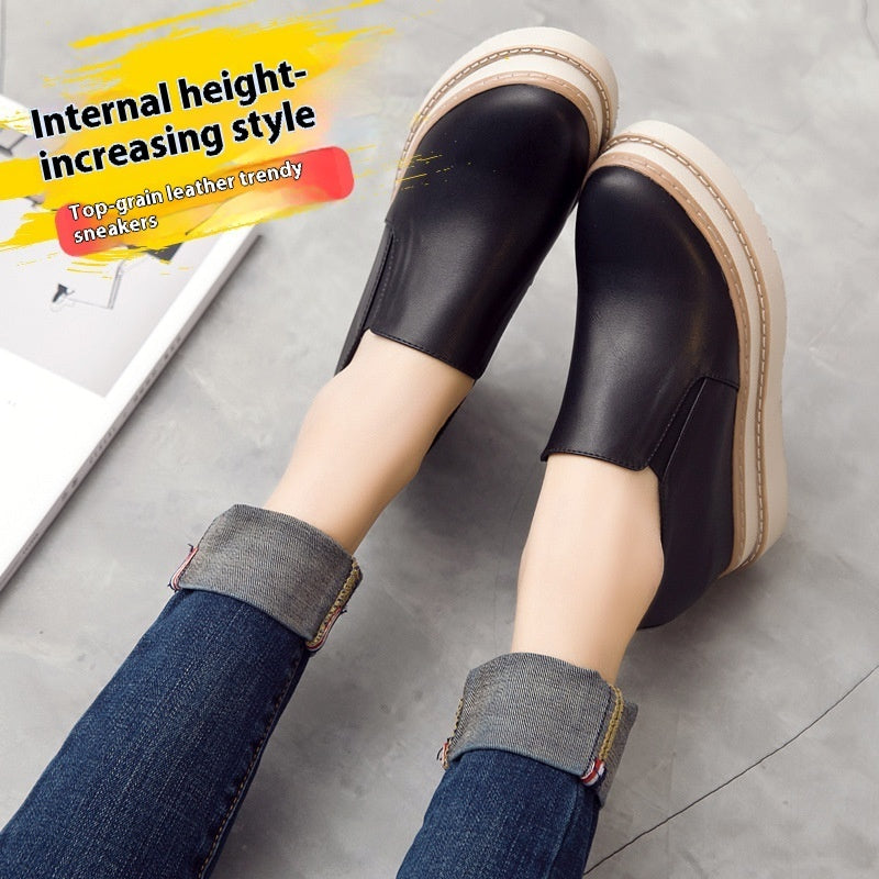 Women's Heel Platform Hollow-out Invisible Elevated White Shoes