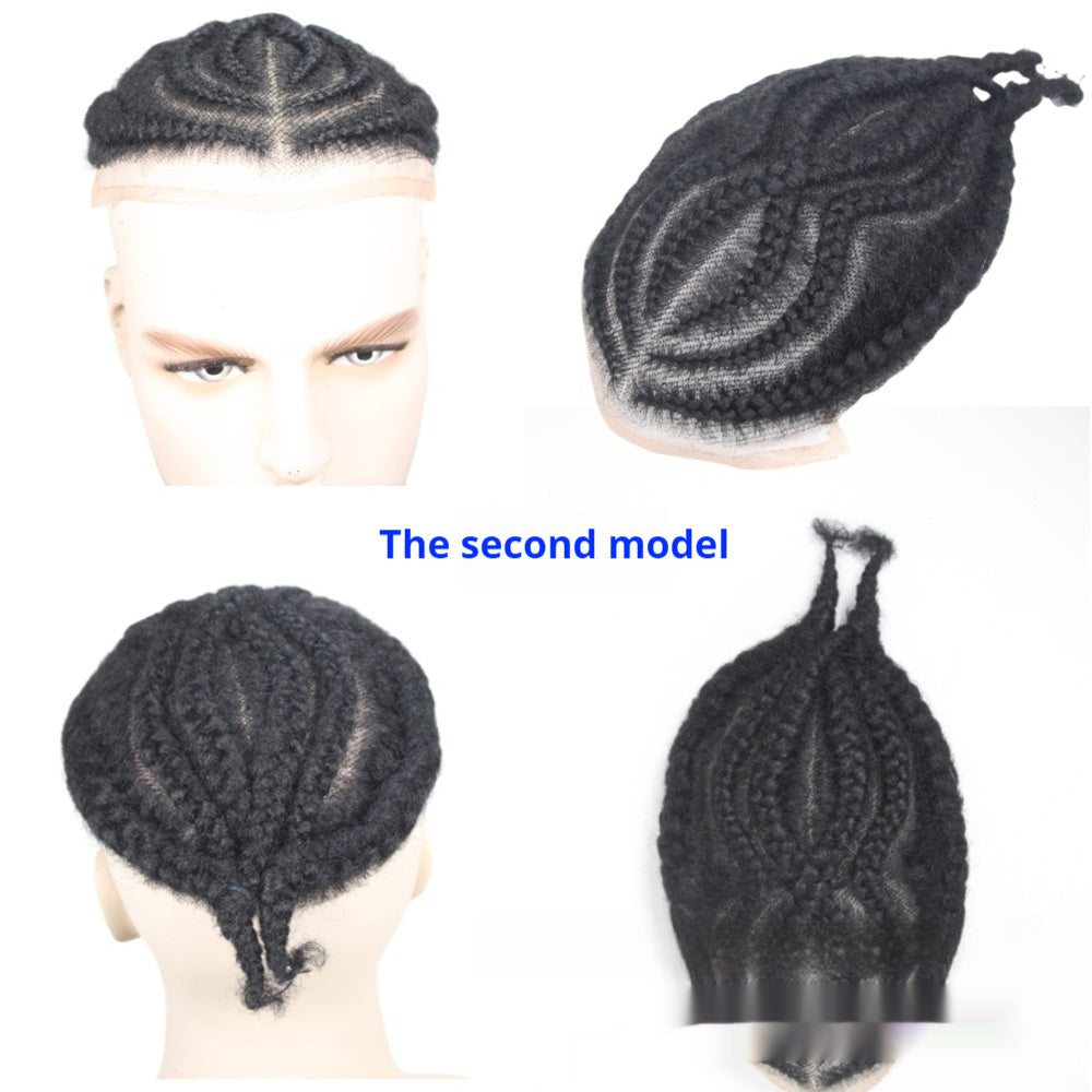 Men's Special Real Hair Hand-woven African Braid Wig Men Hair Piece