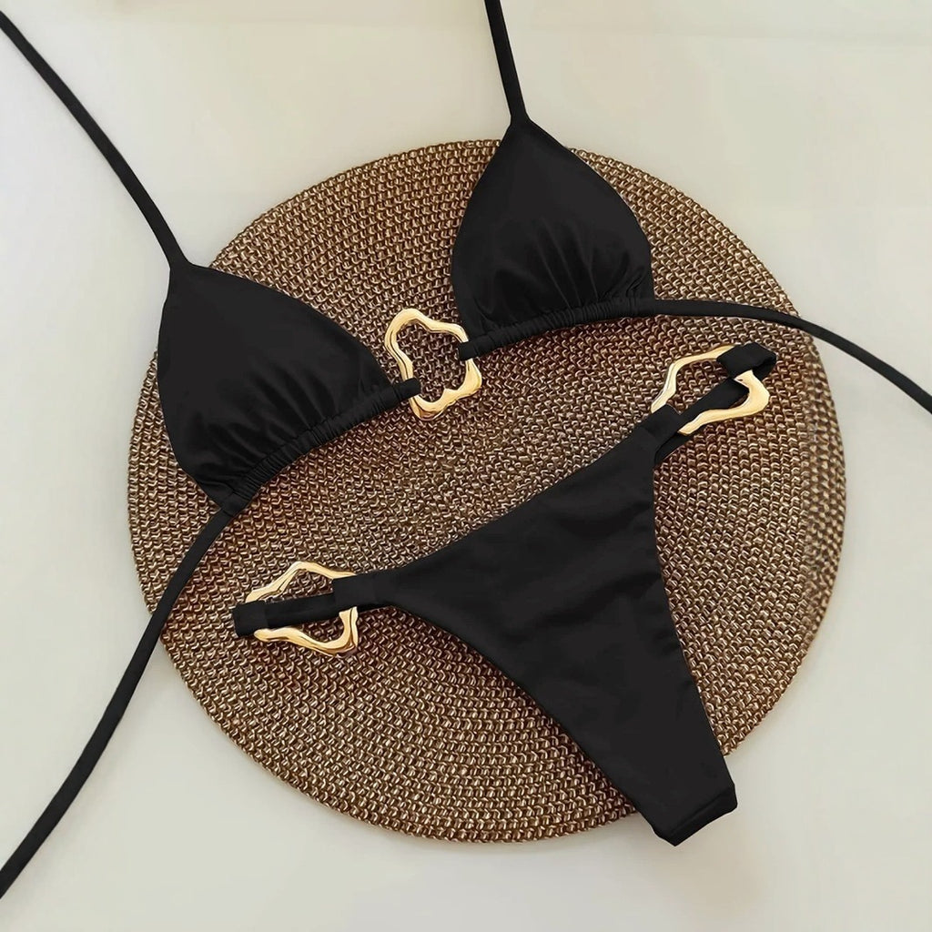 Ladies New Swimsuit Solid Color Hollow Suit