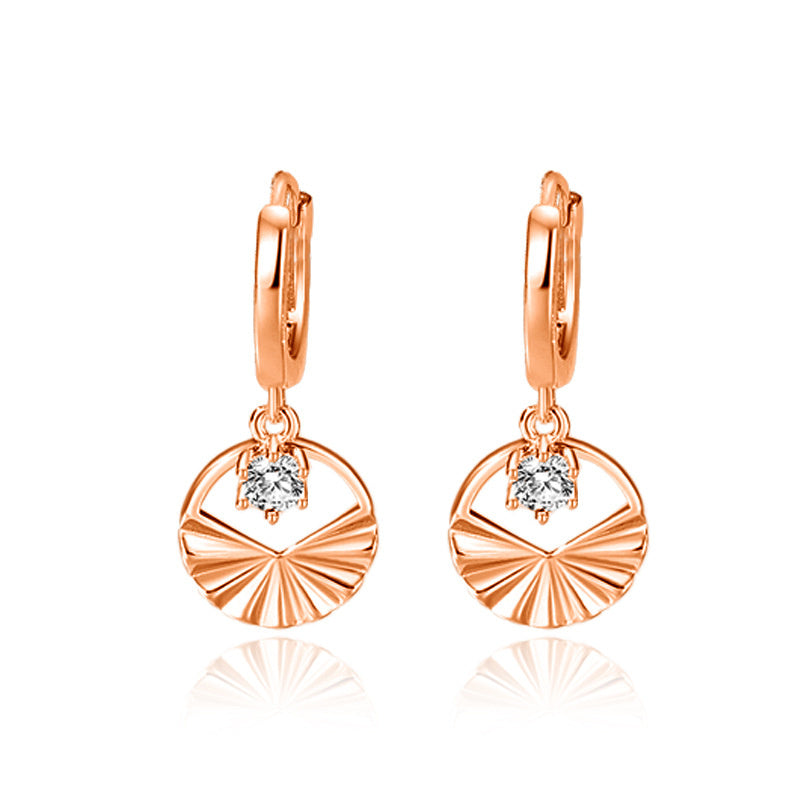 Silver Necklace Earrings Set High-grade Geometric Round Design Jewelry