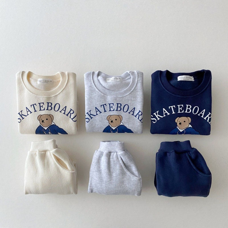 Infant Skateboard Bear Sweatshirt Casual Suit