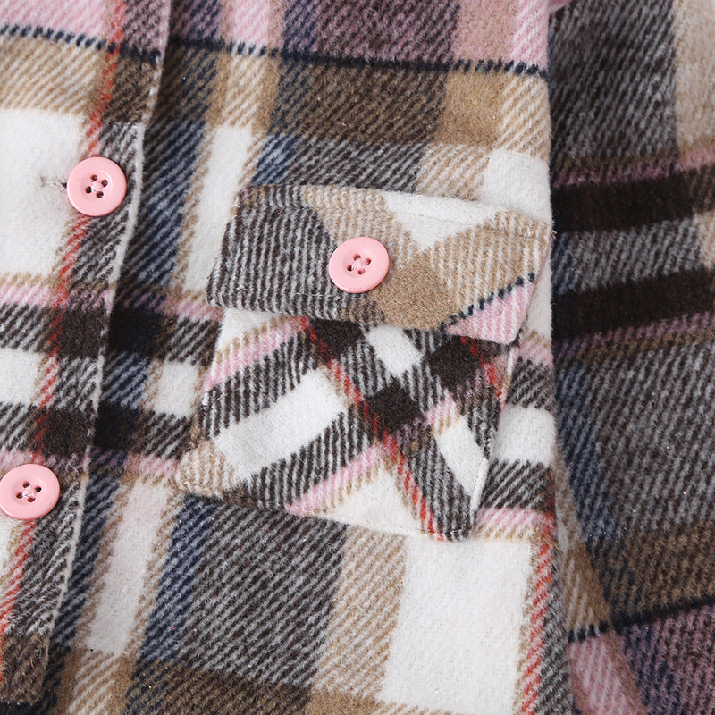 Girls Fashion Small Plaid Coat Fashion