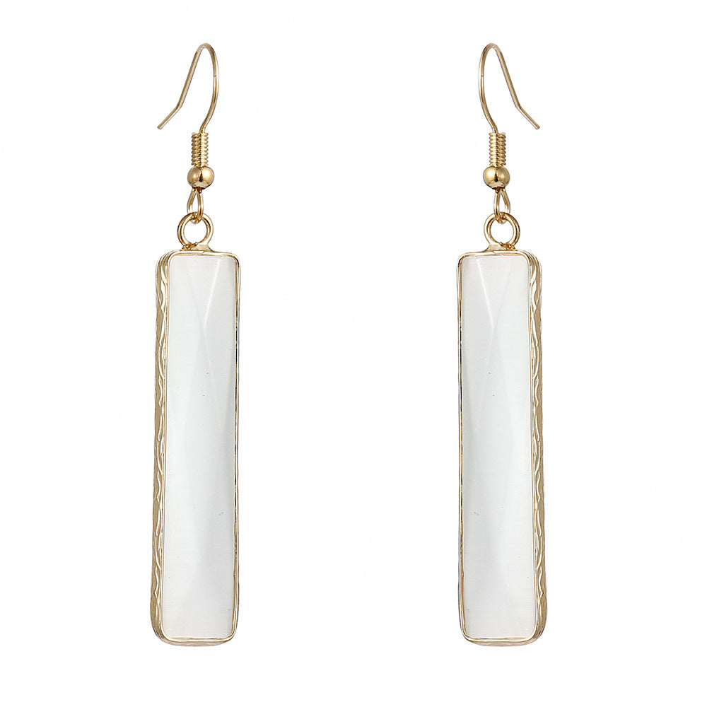 Design Natural Stone Opal Geometric Popular Earrings