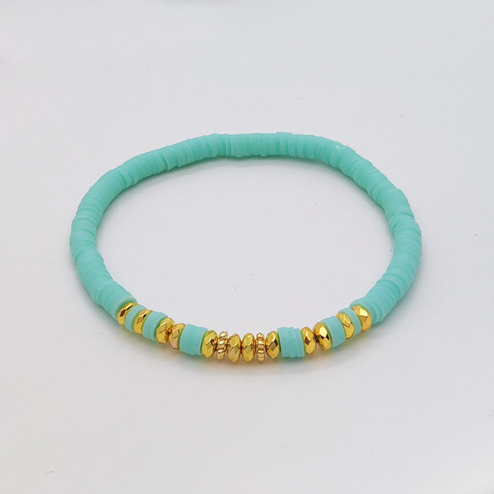 Holiday Beach Style Bracelet Female Color Polymer Clay Beaded Elastic String Bracelet