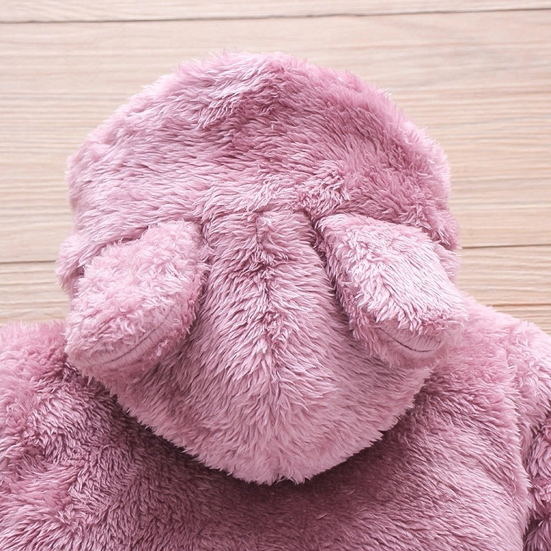 Solid Color Cartoon Baby One-piece Thick Cotton Velvet Suit