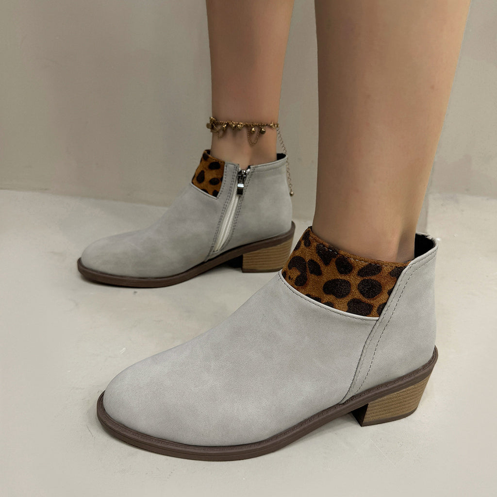Plus Size Frosted Leopard Print Pointed Sense Thin Booties