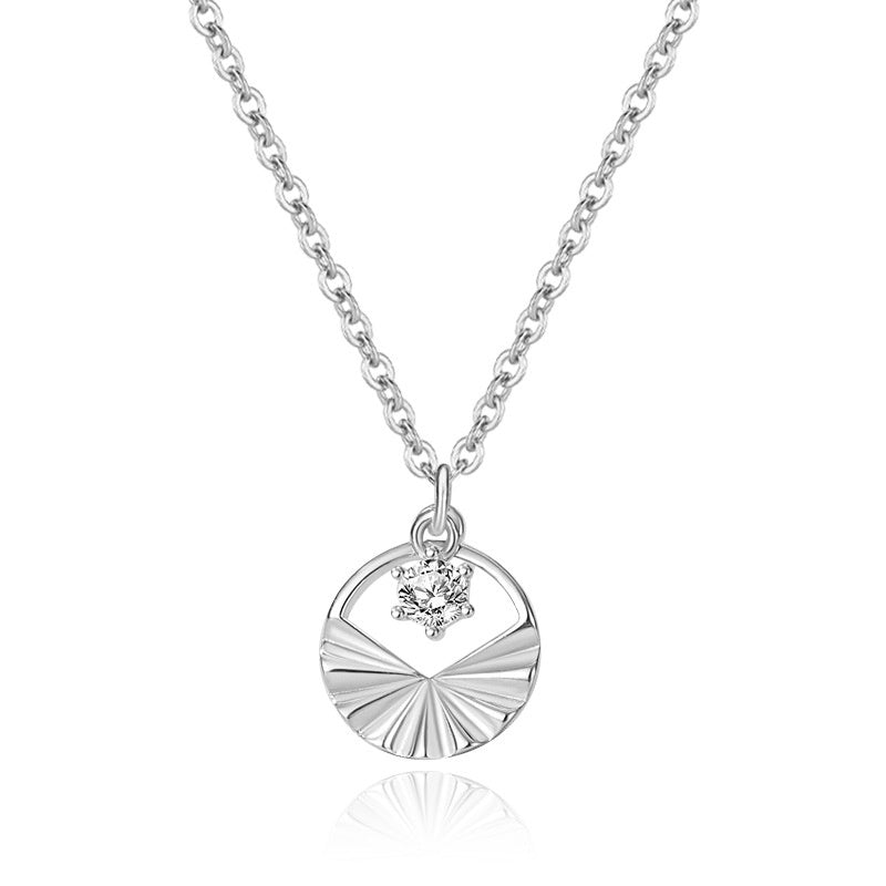 Silver Necklace Earrings Set High-grade Geometric Round Design Jewelry