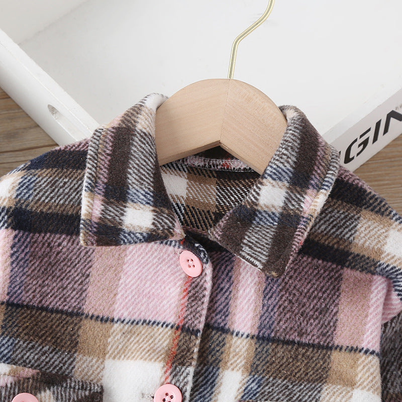 Girls Fashion Small Plaid Coat Fashion