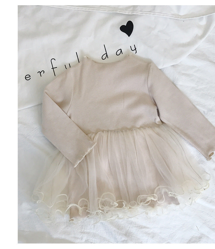 1 girls dress, children's long sleeve skirt, 2021 spring and autumn wear new children's clothing, baby princess skirt