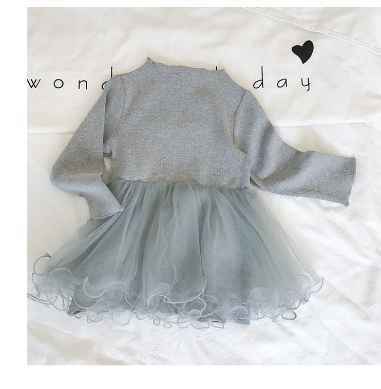 1 girls dress, children's long sleeve skirt, 2021 spring and autumn wear new children's clothing, baby princess skirt