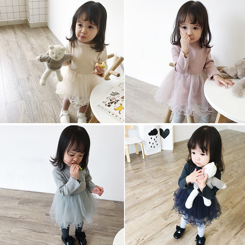 1 girls dress, children's long sleeve skirt, 2021 spring and autumn wear new children's clothing, baby princess skirt