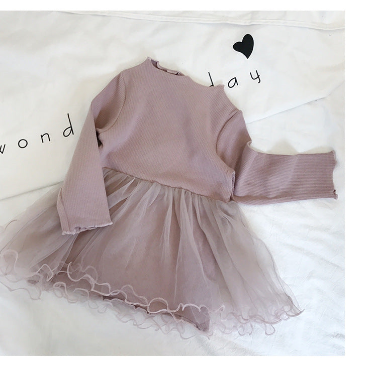 1 girls dress, children's long sleeve skirt, 2021 spring and autumn wear new children's clothing, baby princess skirt