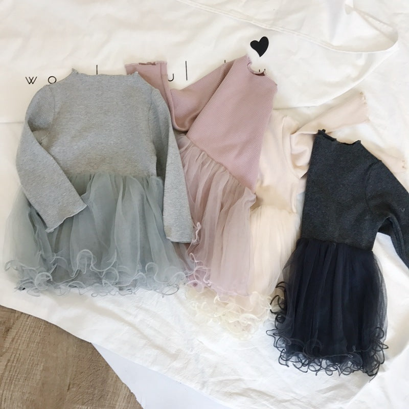 1 girls dress, children's long sleeve skirt, 2021 spring and autumn wear new children's clothing, baby princess skirt