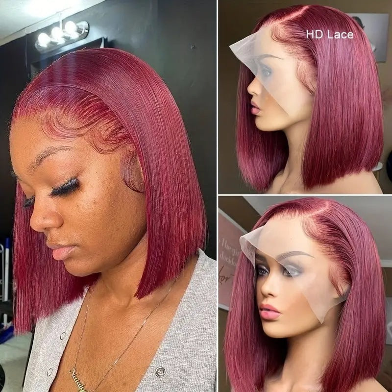 Front Lace Wig Women's Mid-length Short Straight Hair